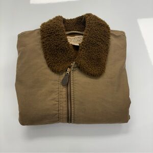 RRL Double RL Faux Shearling Lined Deck Jacket Khaki Brown XL